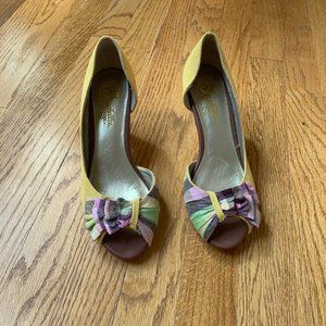 Anthropologie Yellow Knit Pumps